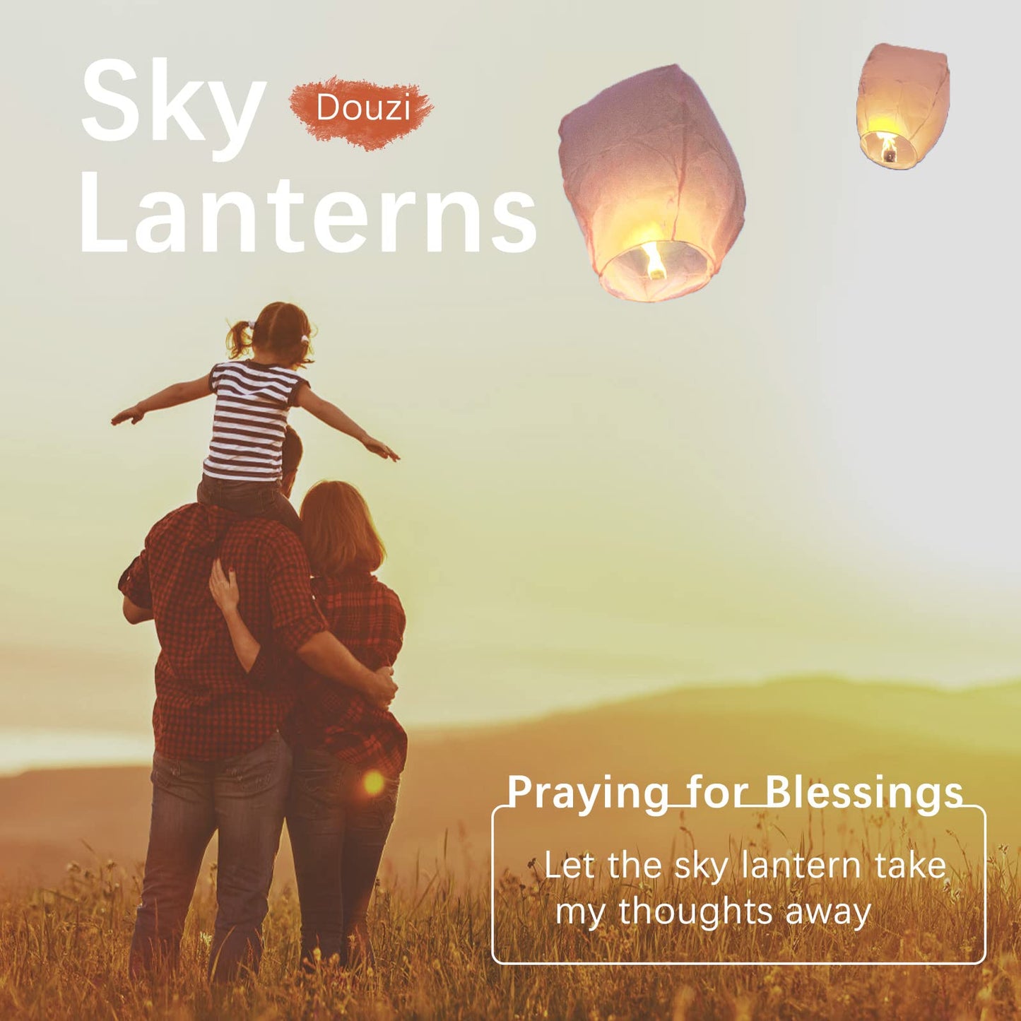 Chinese Sky Lanterns Environmental Friendly 100% Biodegradable Material No Assembly Required, for Wishing Wedding Birthday Party (10 Pack)