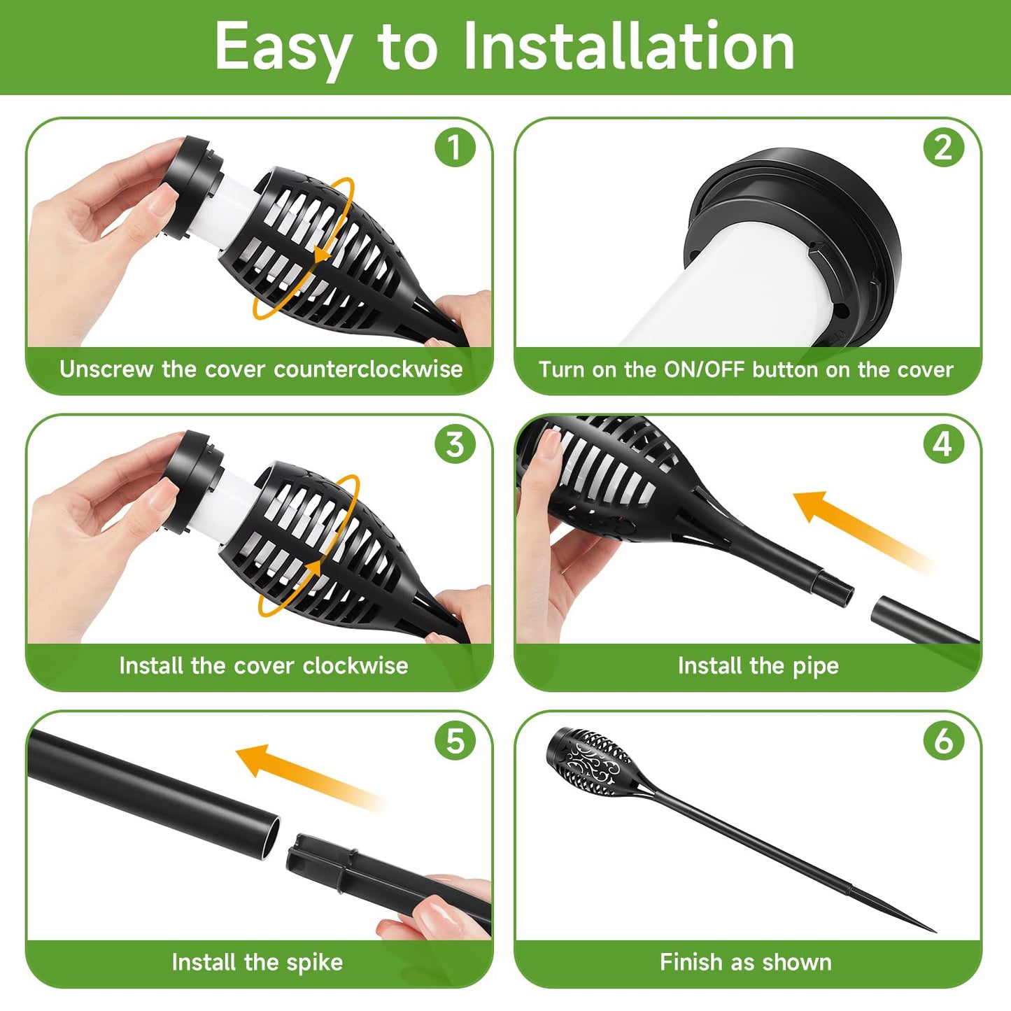 Solar Lights Outdoor, 4 Pack Auto On/Off Solar Garden Lights, IP65 Waterproof, Easy Installation