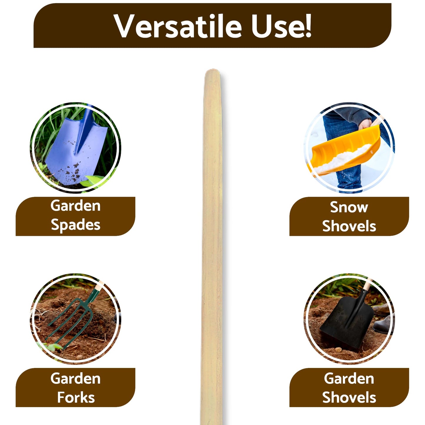 D Type Shaft Handle to suit Shovel, Spade or Fork (100 cm / 39 in Long) Metal Replacement Spare Part