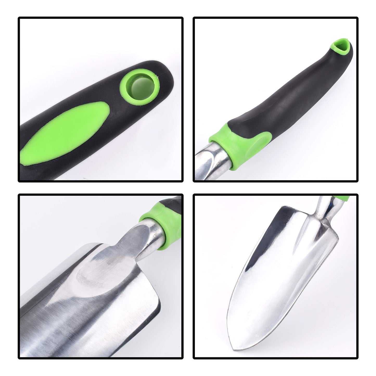 Garden Trowel - Stainless Steel - Ergonomic Grip Hand Tools with Soft Rubberized Non-Slip Handle for Transplanting, Weeding, Moving and Smoothing Digging & Planting