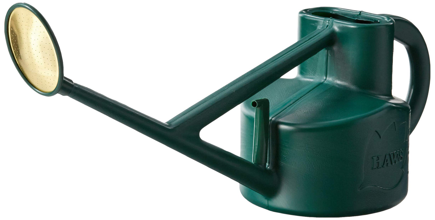 HAWS The Selly Soak Outdoor Garden Watering Can | Green | One Gallon | Long Reach Spout | Interchangeable Plastic Oval Rose | Three Year Guarantee