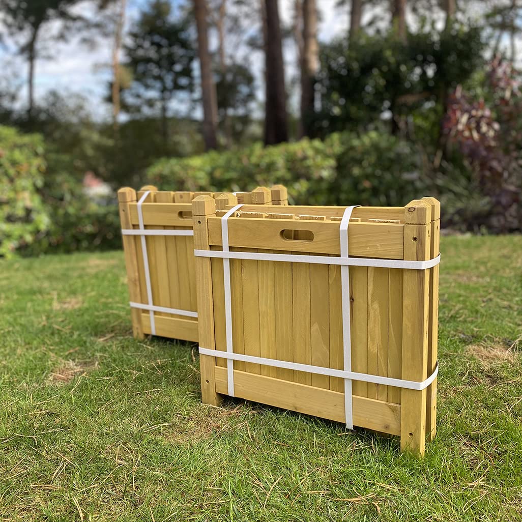 Selections 43cm Square Wood Garden Planter Boxes Tan (Pack of 2)