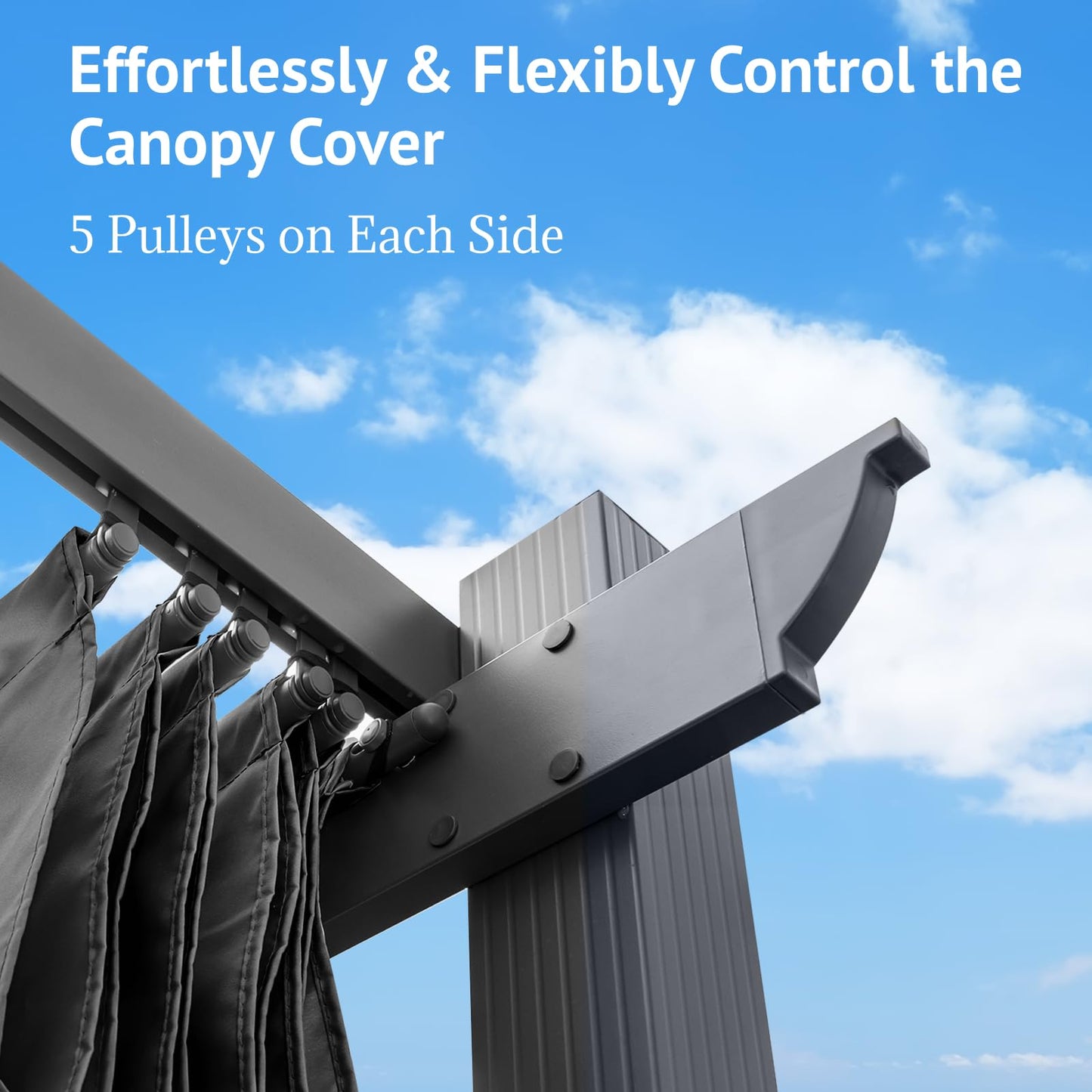 TANGZON 3M x 4M Metal Pergola with Retractable Canopy, Outdoor Large Garden Shade Gazebo, Weatherproof Aluminium Sun Shelter for Lawn Porch Party BBQ (Grey)