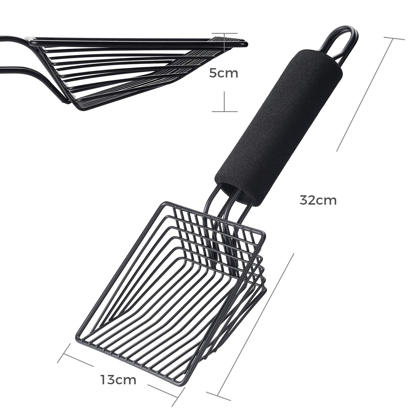 BasicForm Metal Cat Litter Scoop - Fast Sifting Deep Shovel with Comfy Handle, Designed for Multi-Cat Owners