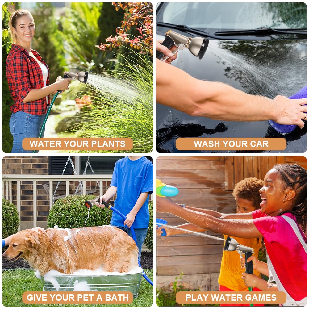OFFCUP Hose Spray Gun, 9 Modes, Metal Body, Zinc Alloy, Globe Valve, 1/2 Inch Connection, Ideal for Gardening, Cleaning & Washing