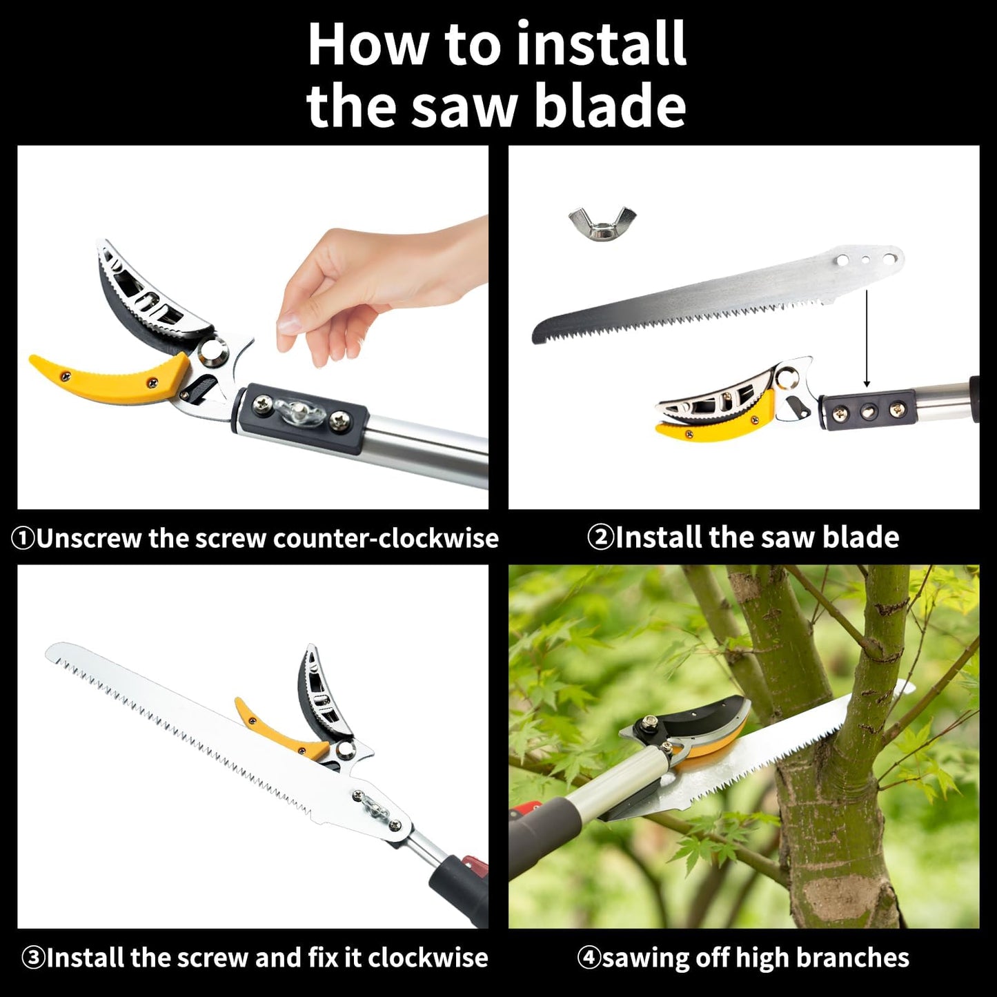 FLORA GUARD 1.4-3m Extendable Long Reach Pruner - Long Reach Pole Saw, Telescopic Fruit Picker, Long Reach Telescopic Tree Pruner - Lightweight Tree Trimmers