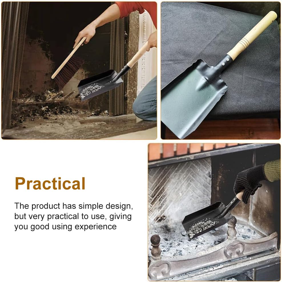 Heavy-Duty Metal Coal Shovel – Durable Steel Scoop with Comfortable Wooden Handle for Fireplace, Stove, Ash, Garden Wastes and Outdoor Use (Small)