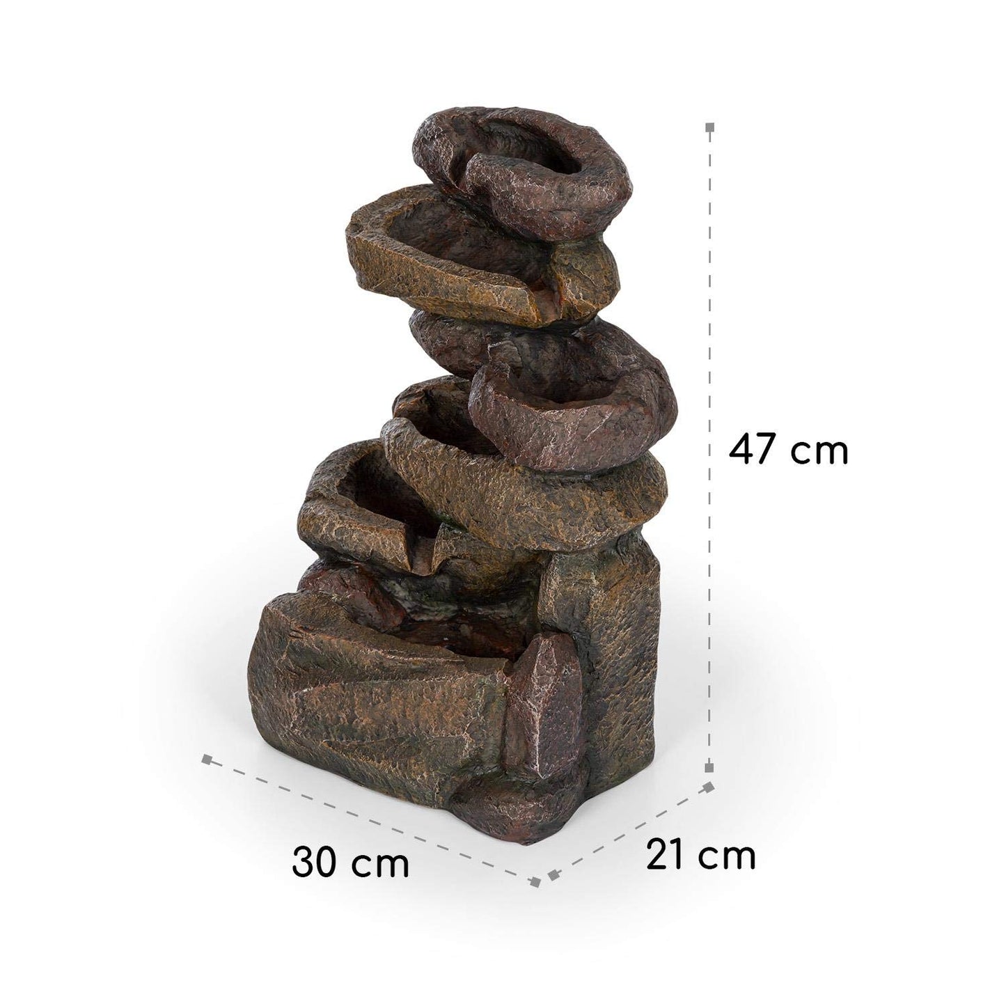 blumfeldt Savona Solar Fountain - Water Feature, Includes Solar Panel, Power: 2.8 Watts, Lithium-ion Battery (Approx. 5h Running Time), LED Lighting, Material: Polyresin, Frost-Resistant, Stone Look