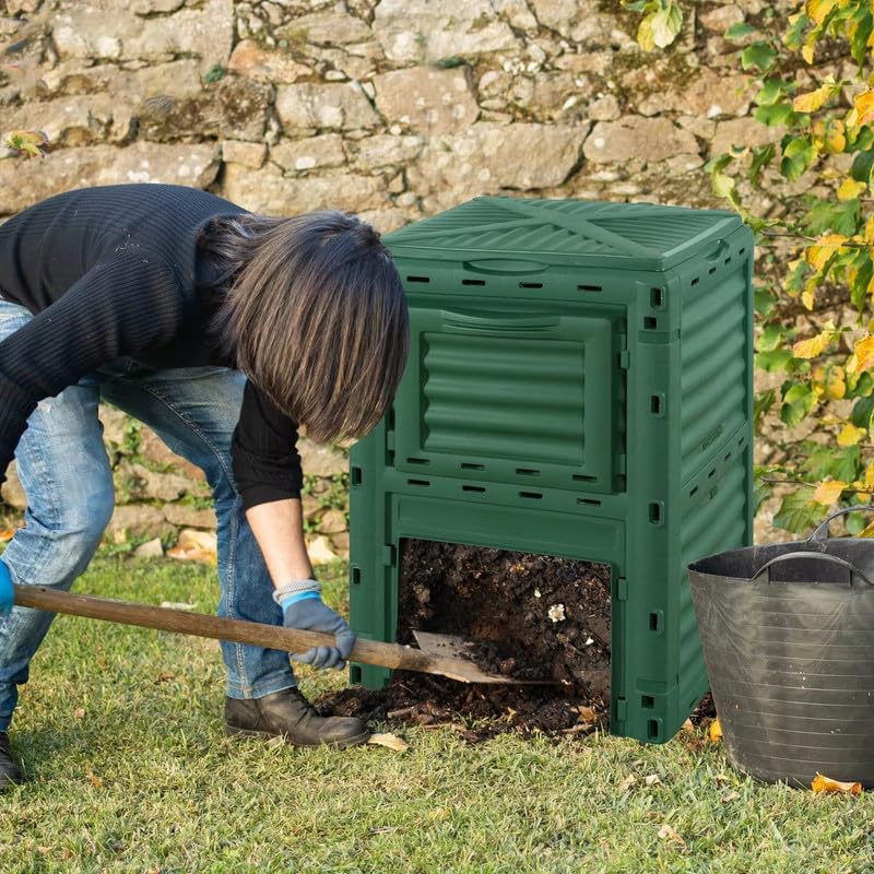 300L Outdoor Garden Compost Bin, Organic Waste Converter Bin,Green Plastic Eco Friendly Converter,Organic Waste Converter Composter,Recycling Storage Bin for Garden