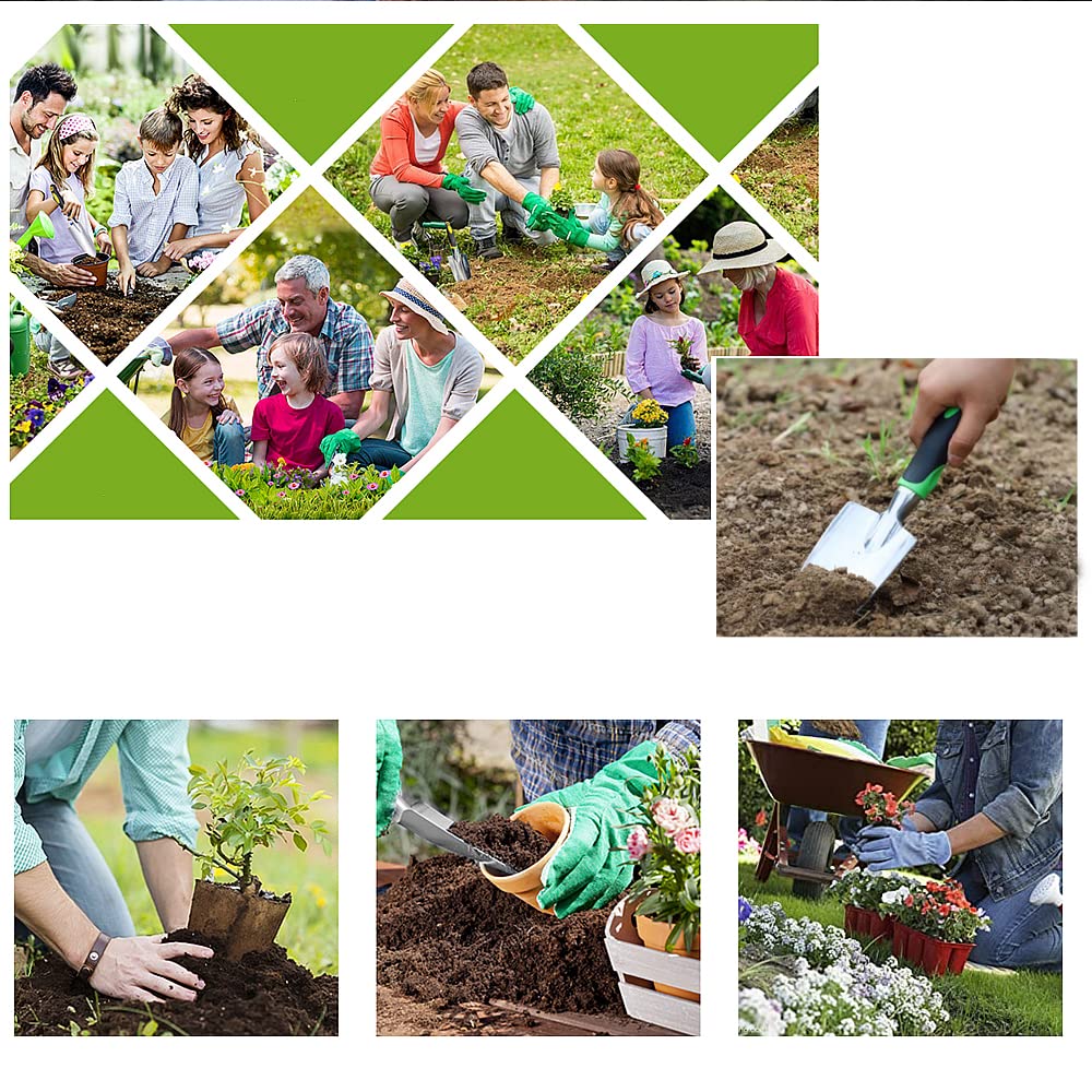 TINGFENG Garden Shovel Hand Tool Stainless Steel Small Garden Shovel For Digging Planting Rust Proof Hand Shovel With Soft Rubber Handle Measuring Depth Mark