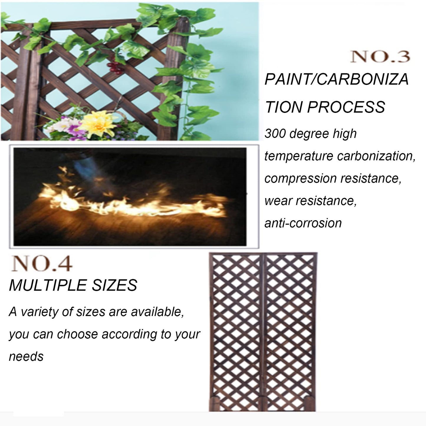 HHWEA Movable Fence Decorative Privacy Fence Square Trellis Panels Wooden Suitable As Privacy Fence Screen Decoration For Backdrop, Indoor, Outdoor, Home Office,60x150cm(23.6x59in)