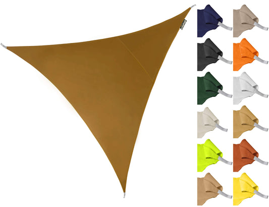 Kookaburra 2m Triangle Water Resistant Garden Patio Sun Shade Sail Canopy 96.5% UV Block with Free Rope(Mocha Brown)