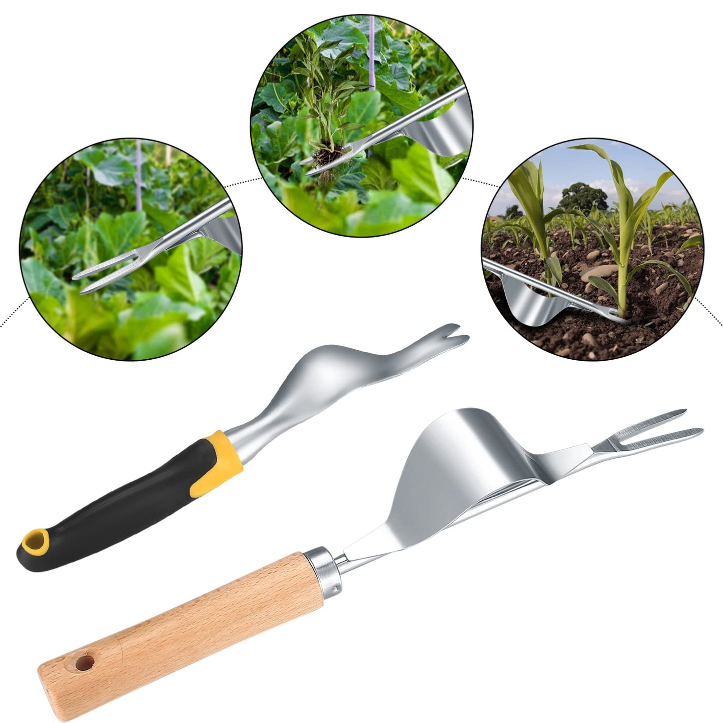 TOOINKCV 2 Pcs Hand Weed Puller Tool, Manual Weeder Tool, Hand Weeder Dandelion Remover Tool, Y-shaped Stainless Steel Dandelion Weeder Fork Root Weeding Tools for Garden Patio Lawn