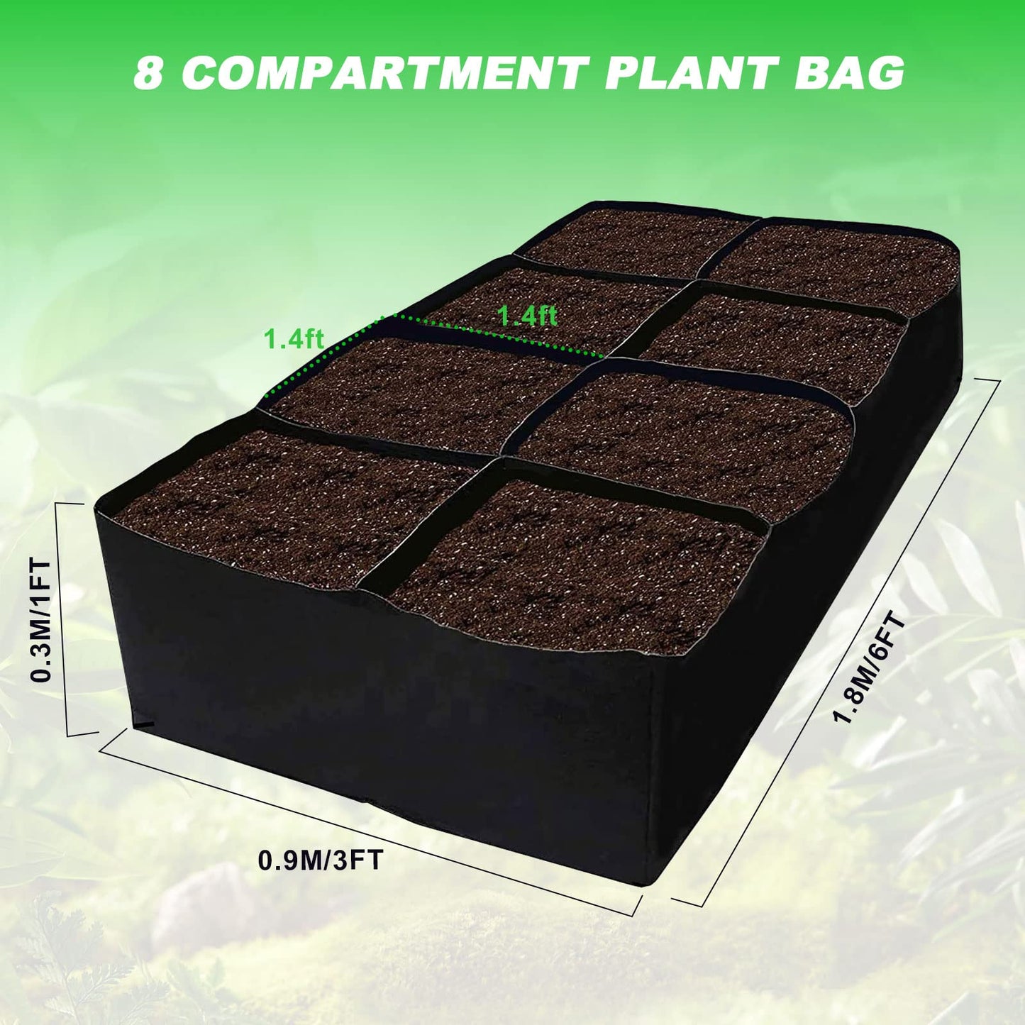Fabric Raised Beds For Garden 6X3X1Ft, Plant Flower Grow Bag Extra Large Vegetable Planting Bags, Vegetable Planting Container 8 Grids Outdoor Garden Grow Bags For Vegetables Flowers Garden (01)