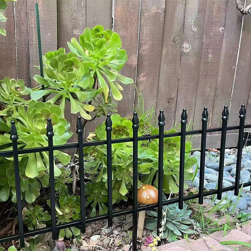 Thealyn Metal Decorative Garden Fence 57cm Wide x 45cm High (5 Panels, Total Length 2.8m), Metal Fence Panels, Landscape Fencing for Flower Bed, Trees, Animal Barrier