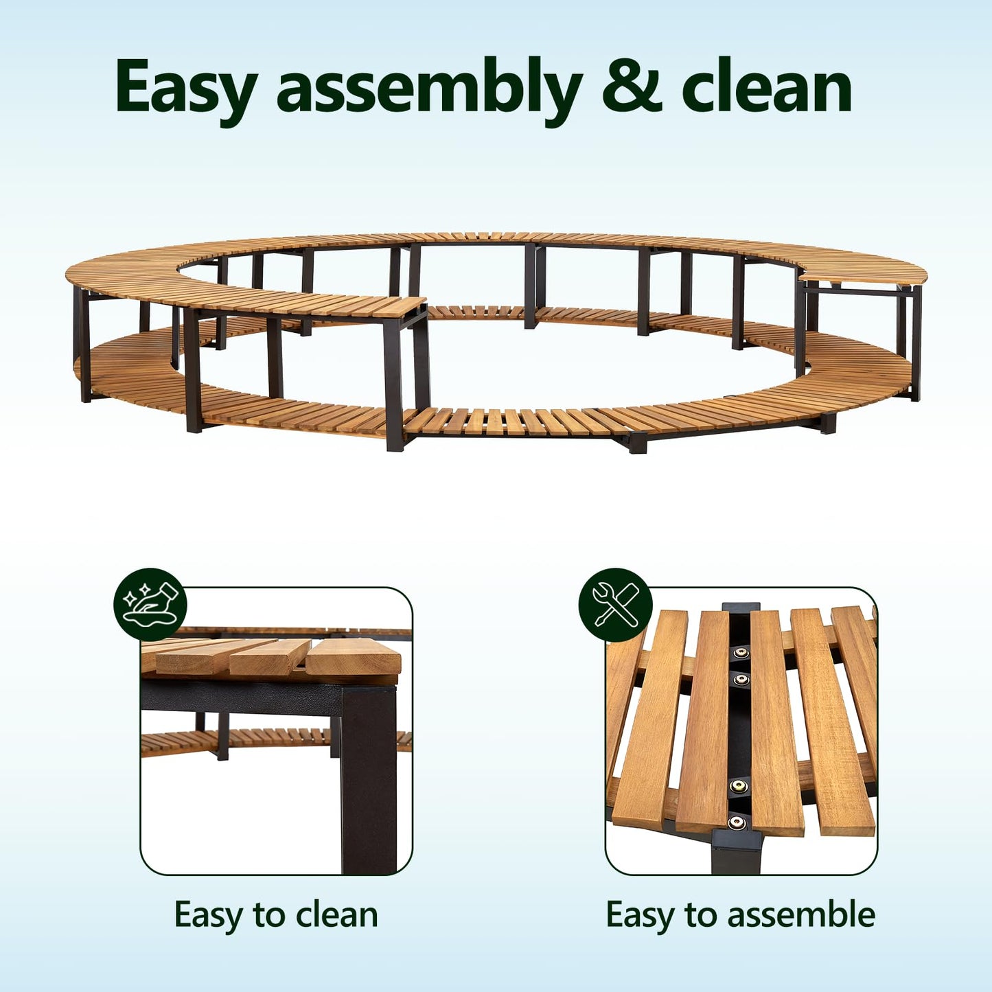 vidaXL Solid Acacia Wood Spa Surround Home Garden Pool Spa Accessory Wooden Spa Family Pool Pond Enclosure Entrance Step Hot Tub Surround