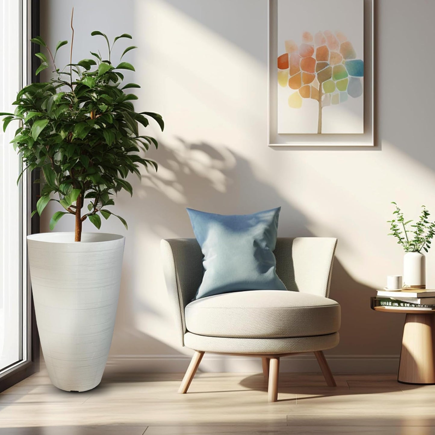 SG Traders Stylish Tall Plastic Plant Pot Garden Patio Planters Elegant Gardening Planter Accessory for Flowers Herbs Trees Plants Patio Suitable for both Indoor and Outdoor Use H 54cm x W 30cm