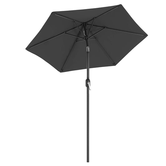 SONGMICS 2.1 m Garden Parasol Umbrella, UPF 50-, Sun Shade, 30° Tilt in 2 Directions, Crank Handle for Opening and Closing, for Outdoor Gardens Pool Balcony Patio, Base Not Included, Grey GPU202G01
