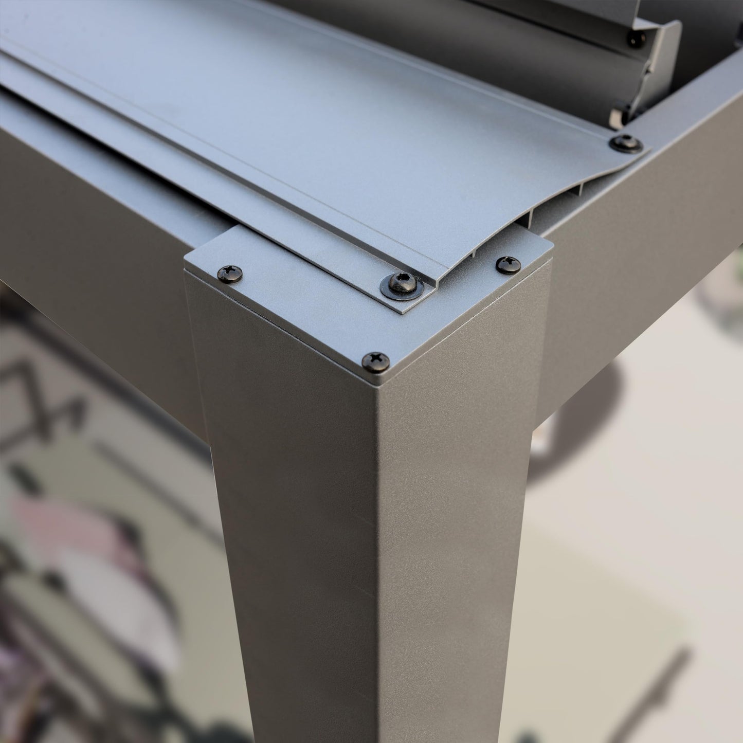 PRIMEYARD Pergola 3x4 m aluminium posts with louvered steel roof grey canopy