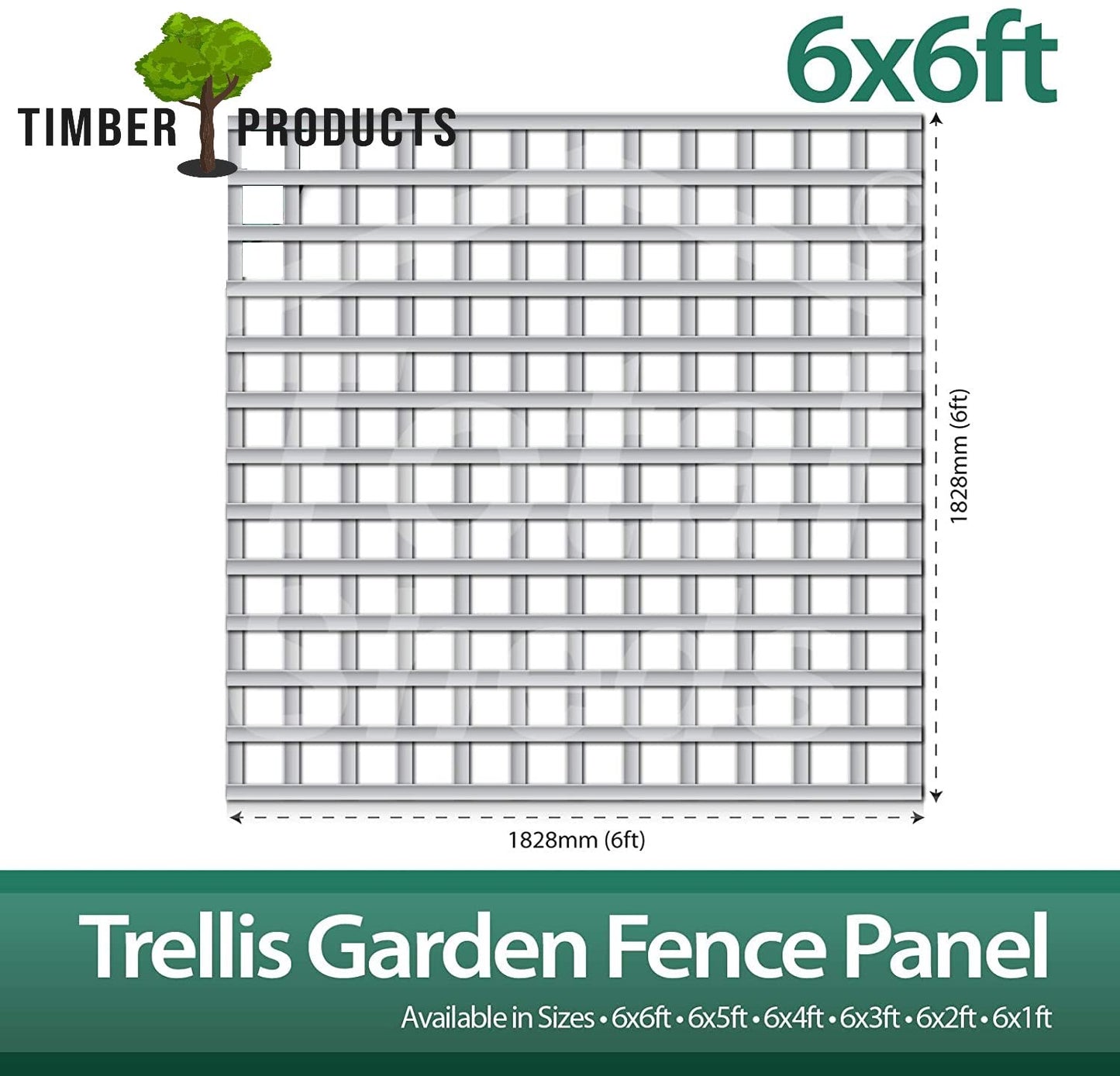 Timber Products (PACK OF 10) 6x6 Wooden Square Trellis Fence Panels (1.83m x 1.83m) 6ft x 6ft Lattice Trellis (6x6 trellis)
