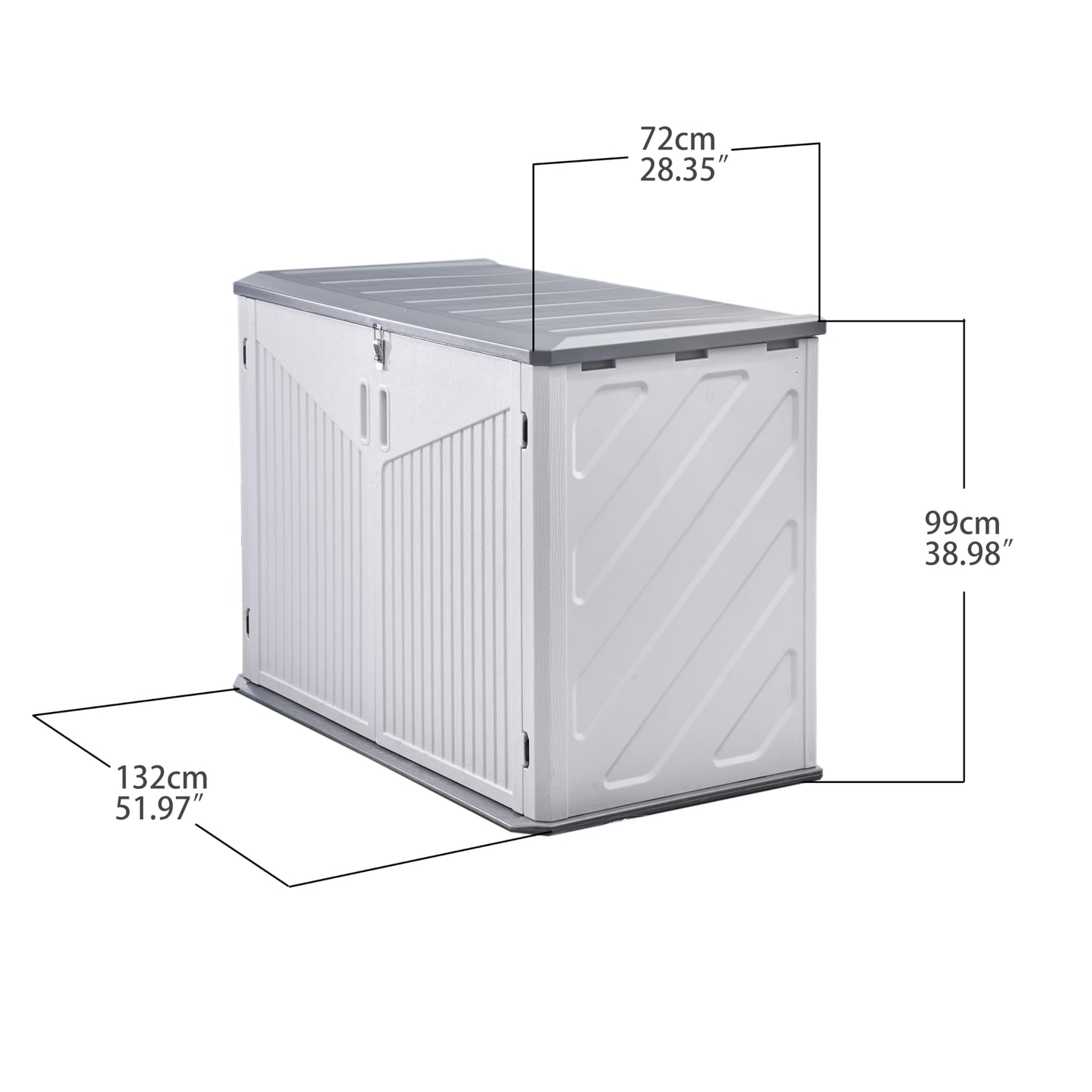 Panana Plastic Garden Shed Outdoor Furniture Storage Shed Plastic House Tool Shed Utility Chest Shed Box (132 x 72x 99 cm-White)