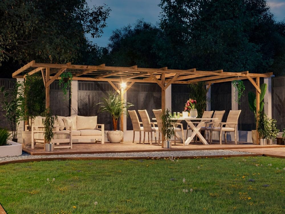 Dunster House Wooden Pergola 6 x 3 Metres Garden Plant Frame Kit Utopia