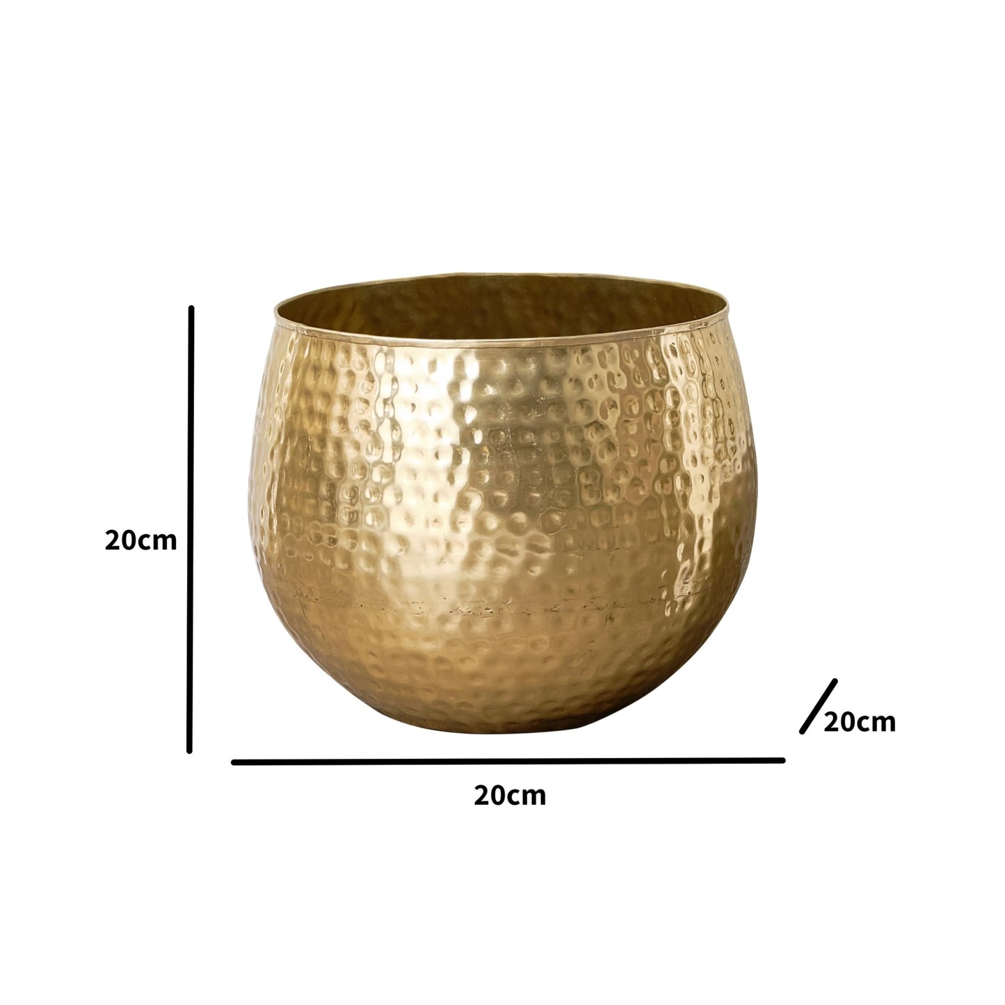 Gold Hammered Metal Planter 20cm x 20cm