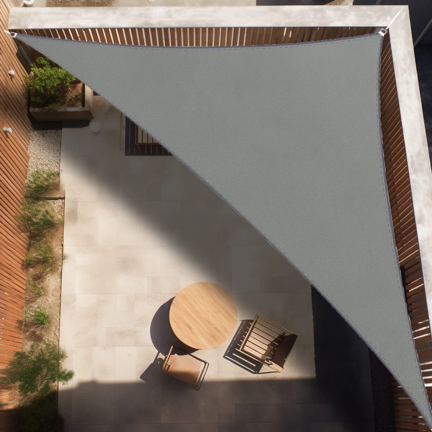 IOAOI Sun Shade Sail Waterproof, 4m x 4m x 5.7m Grey Garden Shade Sail Right Angle Garden Canopy, 3 Ropes, UV Block, Patio Sunshade Sunscreen Awnings Hot Tub Shelter for Outdoor