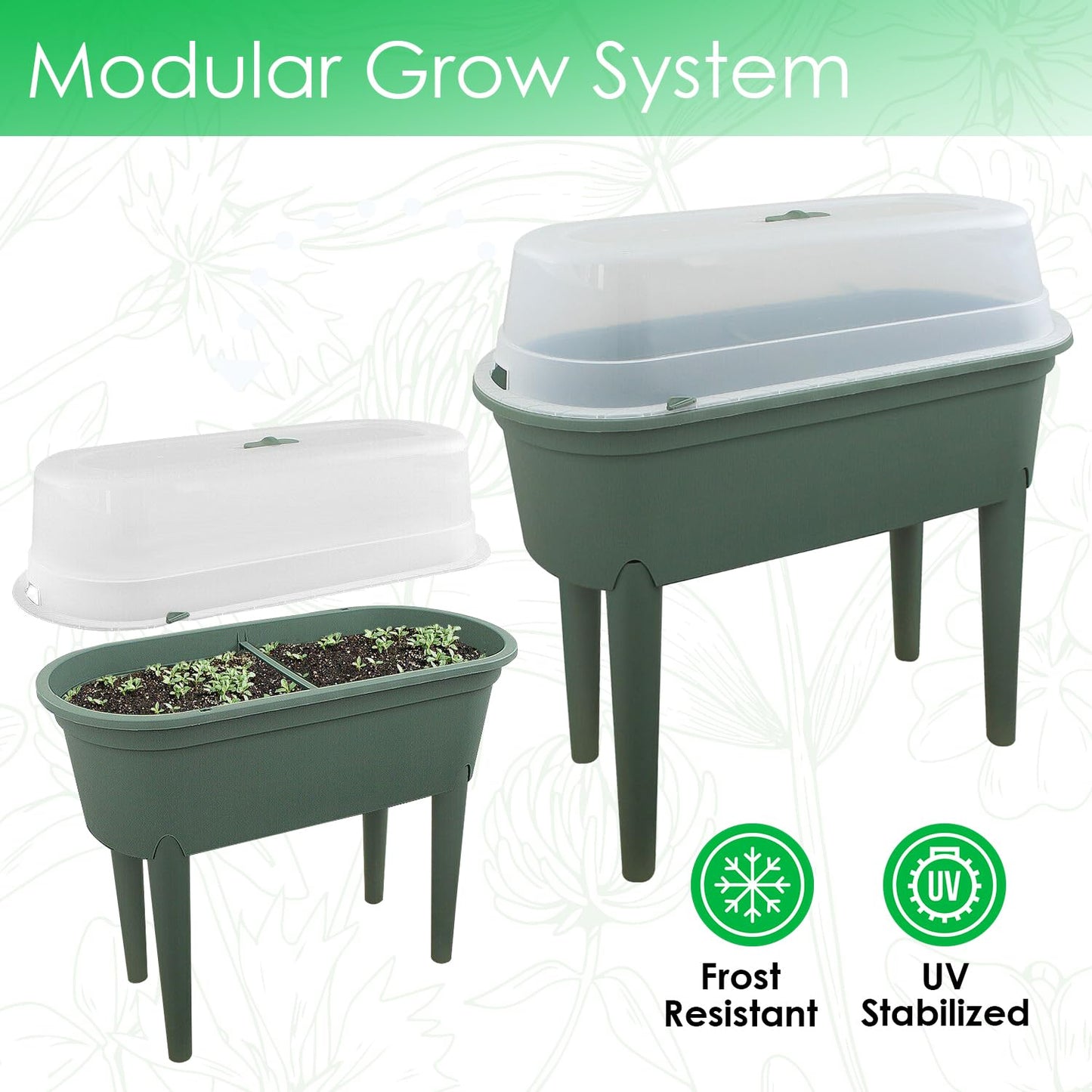 GEEZY Raised Garden Bed Planter Box Outdoor Patio Greenhouse Flower Vegetable Grow Box with Lid & Legs Green - Durable, Portable & Versatile Planter for Small Spaces & Easy Planting & Care
