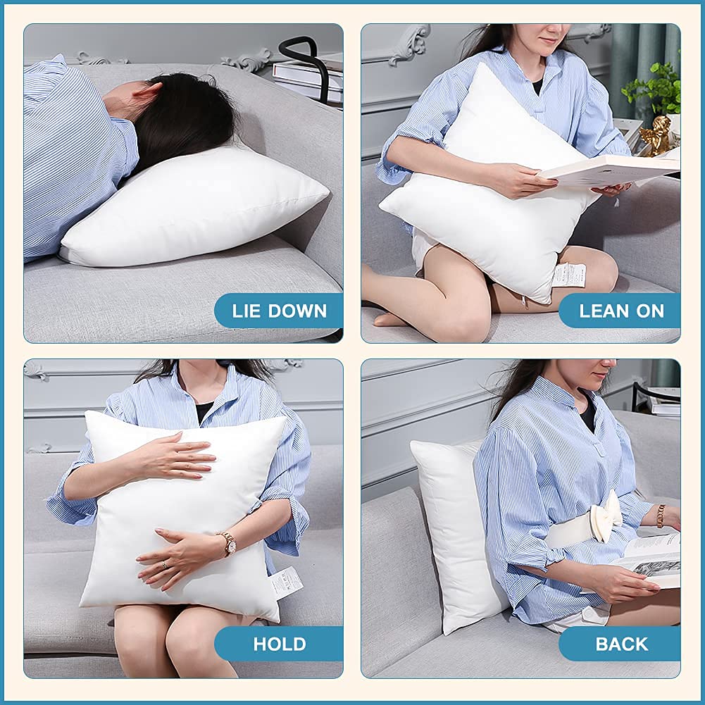 JOTOM Outdoor Cushion Inserts 45x45cm Waterproof Premium Cushion Inner Pads 18"x18" Pillow Filling Set of 4 Decorative Square Pillow Inserts Sofa Pillow Stuffer Patio Garden Blench Couch Bed Cushions