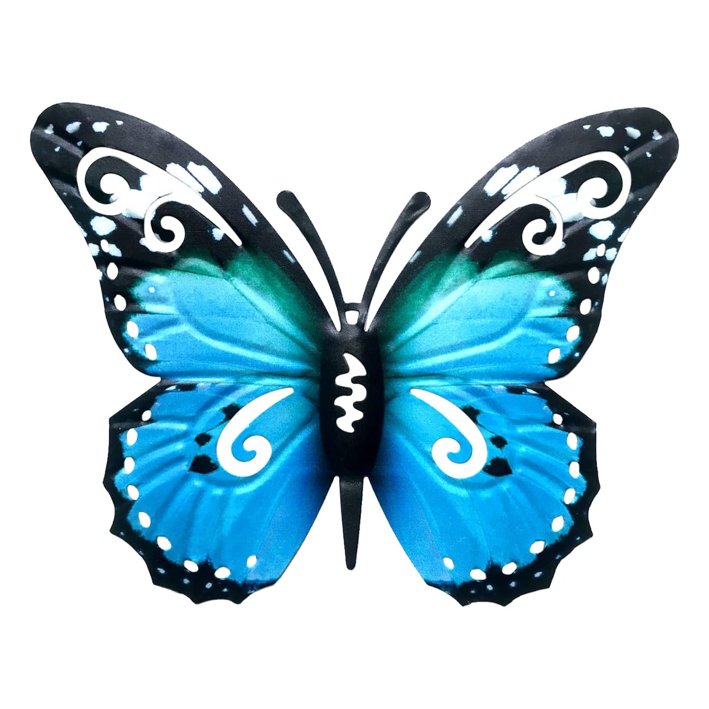VEGCOO Large Metal Butterfly Garden Decorations Fence Decorations Outdoor Large Garden Ornaments Garden Wall Art for Outdoor Garden Fence Sheds Wall(Blue)
