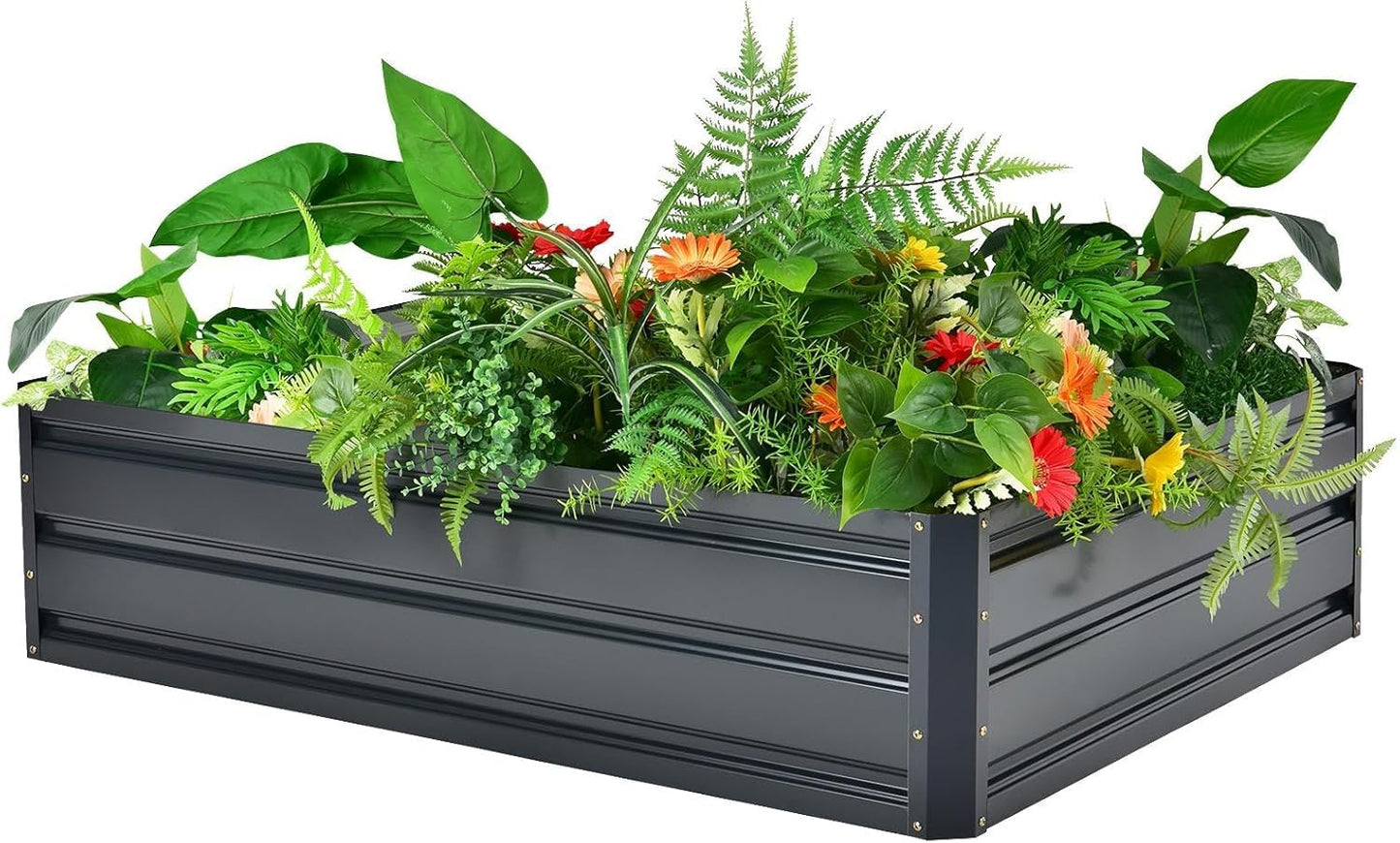 Raised Garden Bed with Greenhouse - 125 x 95 x 92 cm Compact Small Greenhouse With Metal Garden Bed included, Steel Frame, Clear PVC Cover, Zipped Roll up Windows For Plants, Vegetables, Garden