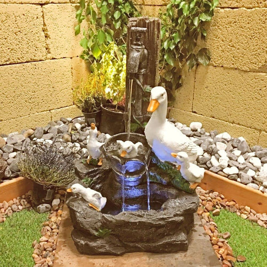 Tranquility Duck Family Animal Mains Powered Water Feature,Waterfall, Water Fountain, Garden Decoration, Garden Feature