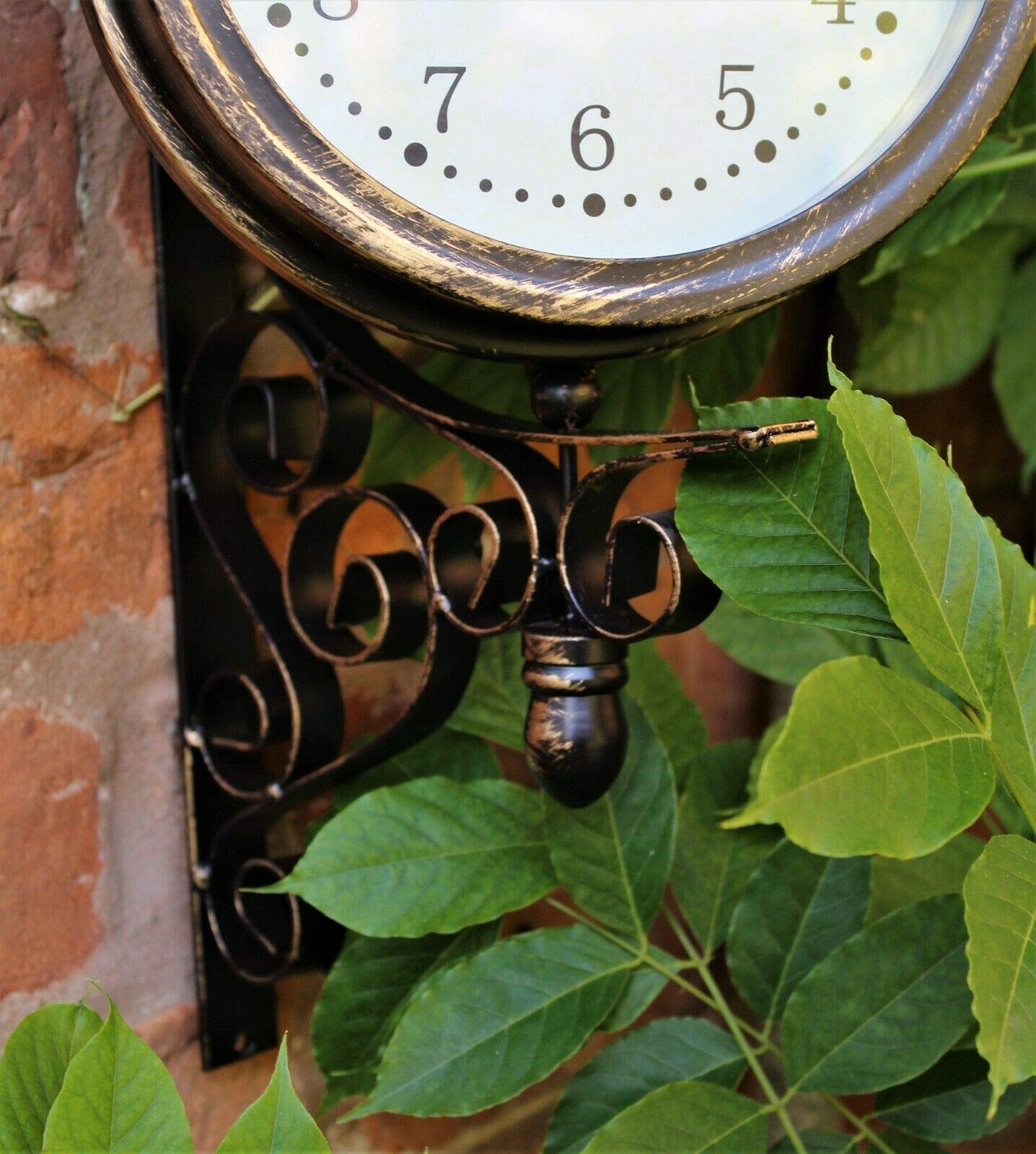 HH Home Hut Outdoor Garden wall Station Clock & Temperature with Bracket, swivels 21cm face
