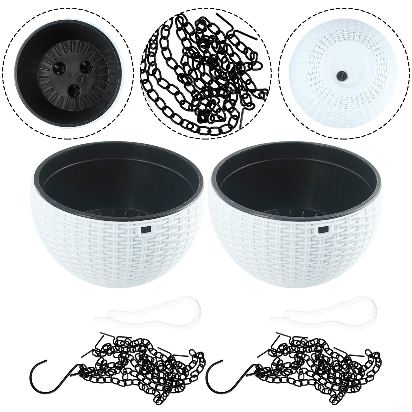 URPIZY Hanging Basket Planters, 2pcs Self Watering Pots Perfect for Home Decor