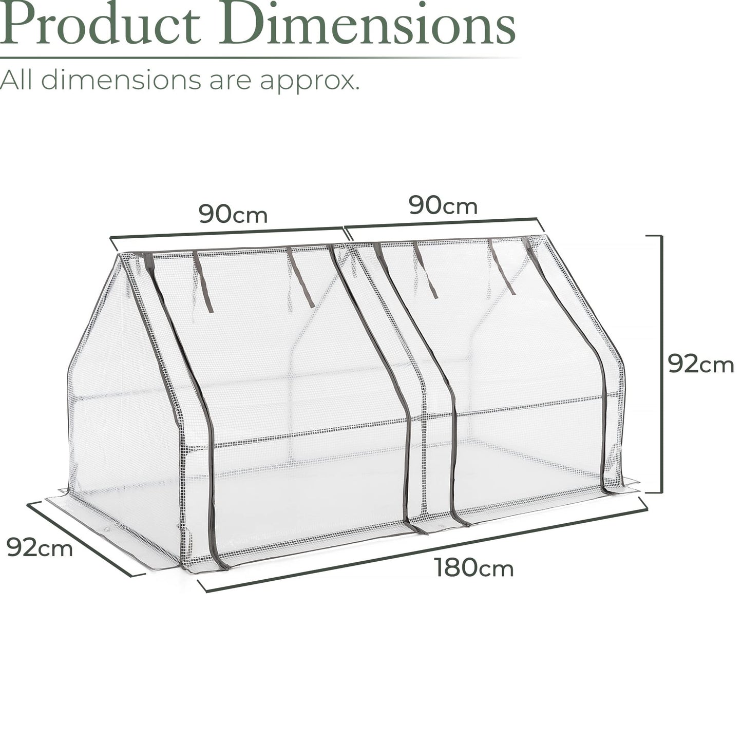 CHRISTOW Large Grow Tunnel Cloche Garden Polytunnel Greenhouse With Reinforced Cover (choose 1.8m, 2.7m or 3.6m long)