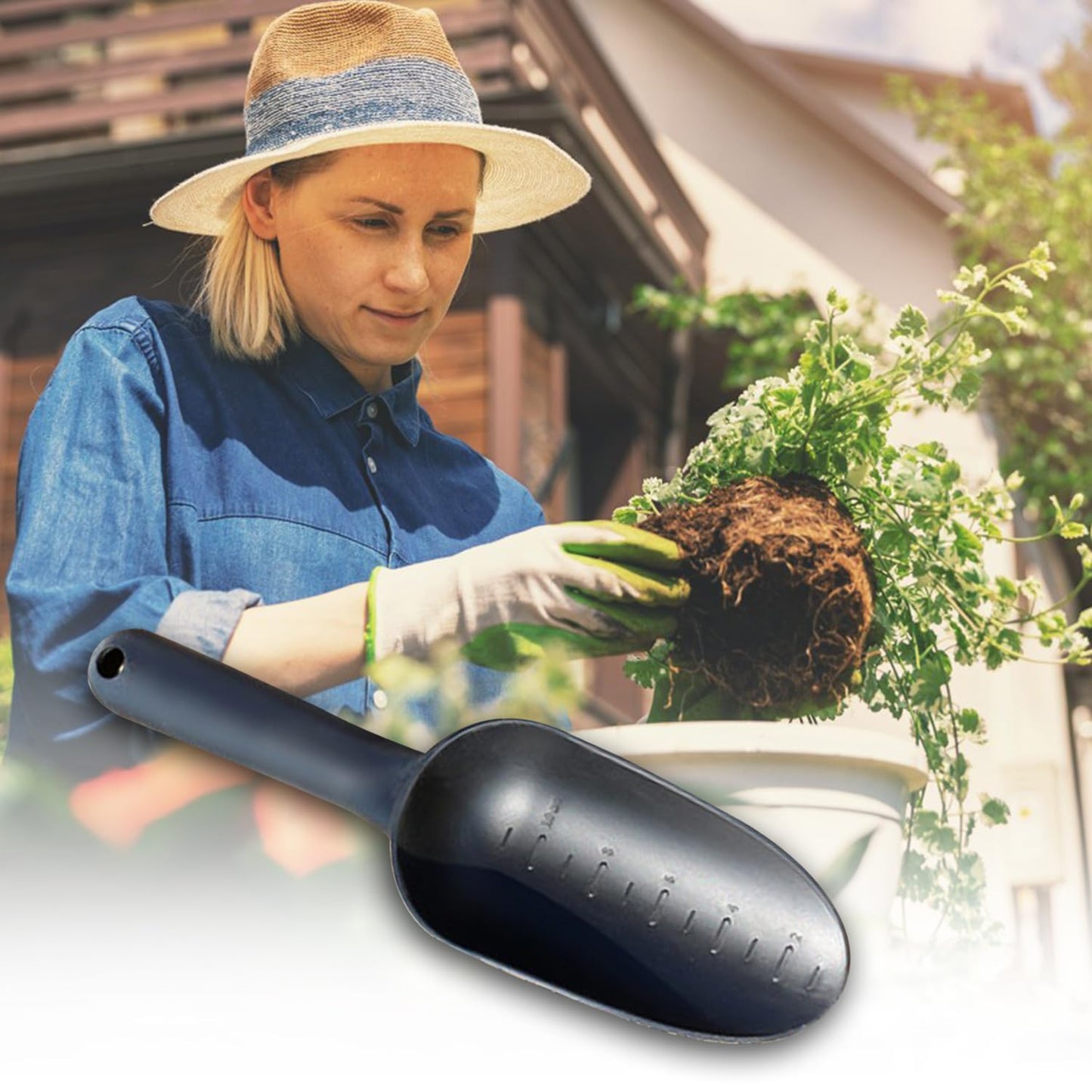 NAUZE 2Pieces Gardening Hand Trowel Black Plastic Gardening Supply Gardening Tool Growing Soil Scoop Garden Trowel for Garden Plant
