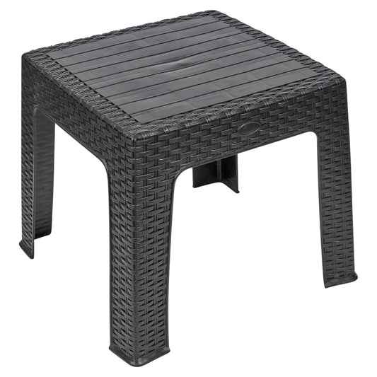 URBNLIVING Rattan Design Wicker Coffee Table Bistro Outdoor Plastic Garden Patio Furniture (Black)