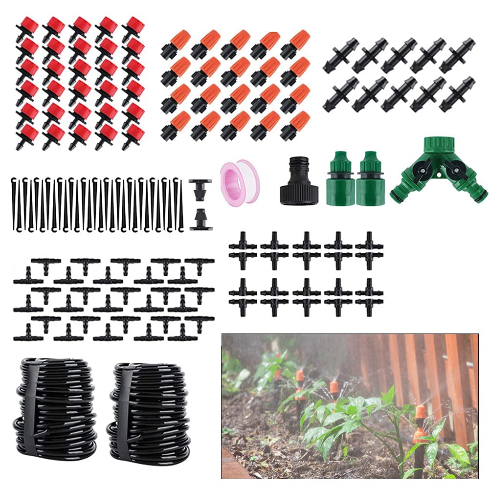 Gobesty Garden Watering System, Greenhouse 30M DIY Auto Drip Lrrigation Kit, Micro Drip Irrigation Automatic Watering System, Dripper Automatic for Lawn, Patio, Landscape, Flower Bed, Terrace Plants