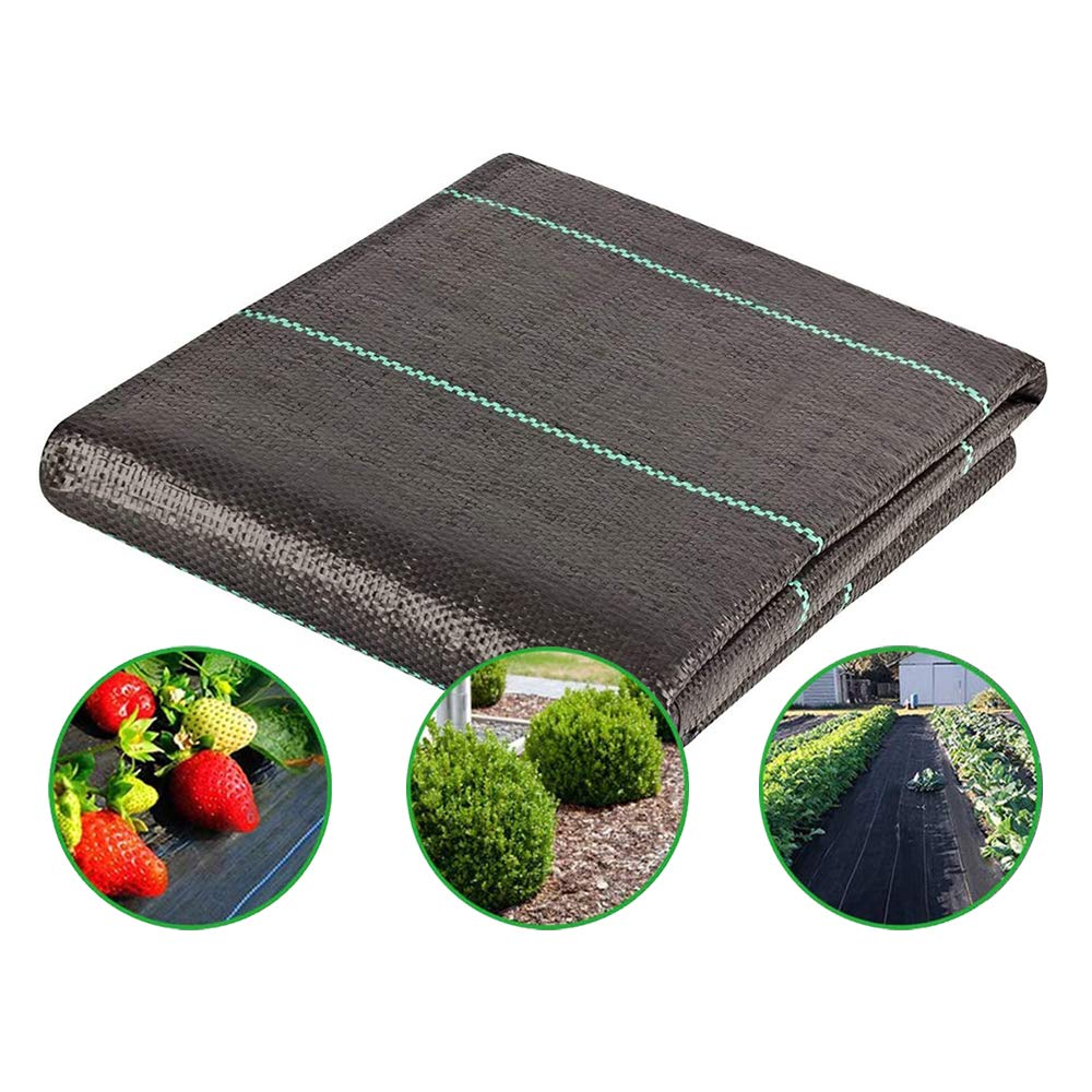 Weed Control Membrane Fabric Landscape Ground Barrier Cover, UV Stabilished Black Heavy Duty Garden Woven Covers 2MX5M