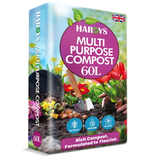 Hardys 60L Multi Purpose Compost - Potting & Seed Compost for Outdoor Plants | All Purpose Indoor Plants Potting | Nutrient Rich Fertiliser for Garden, Pots, Planter Beds