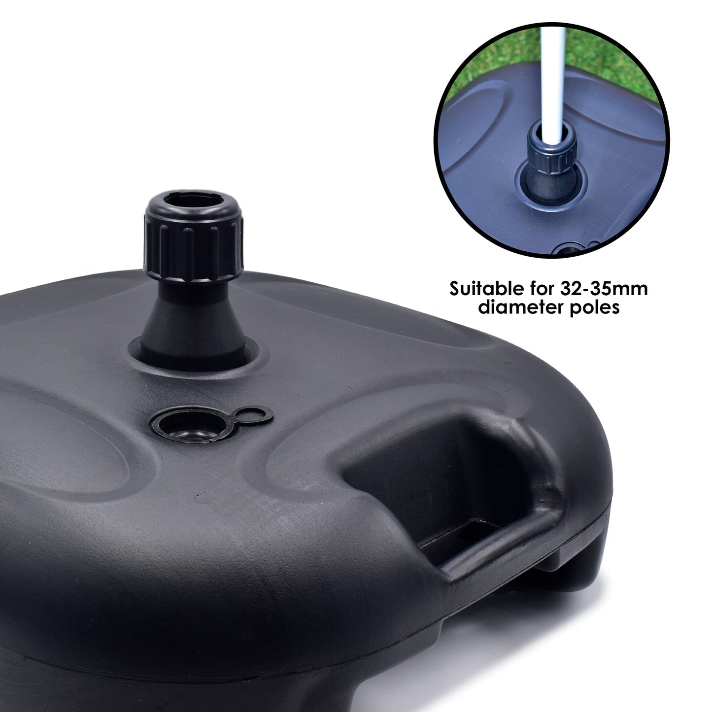 Out There! 240cm (7ft 8in) Grey Parasol with Base Garden Beach Parasol Umbrella | Outdoor Sun Shade with Adjustable Height and Base