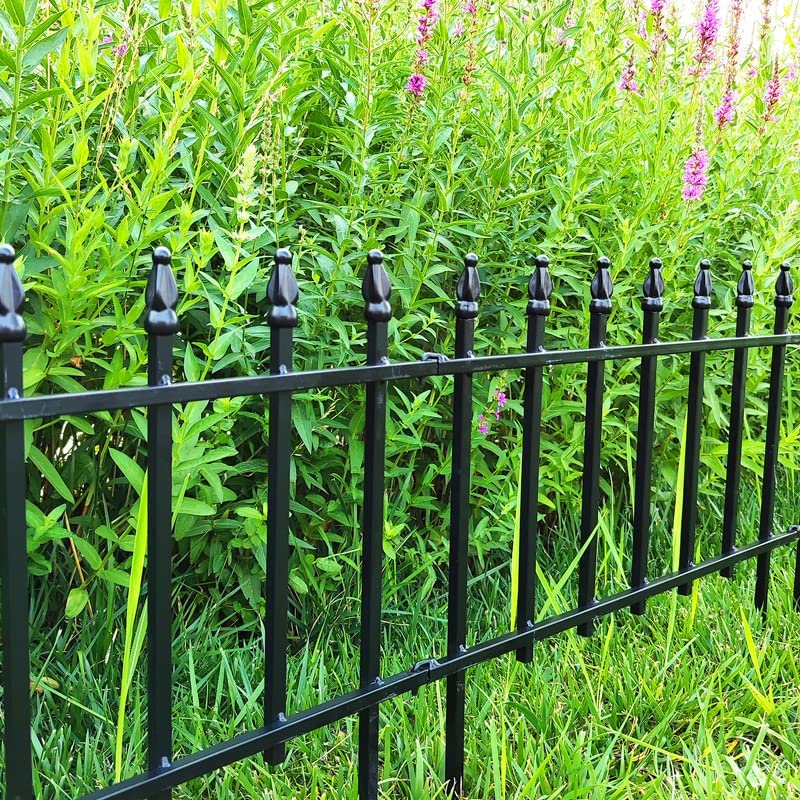 Thealyn Metal Decorative Garden Fence 57cm Wide x 45cm High (5 Panels, Total Length 2.8m), Metal Fence Panels, Landscape Fencing for Flower Bed, Trees, Animal Barrier