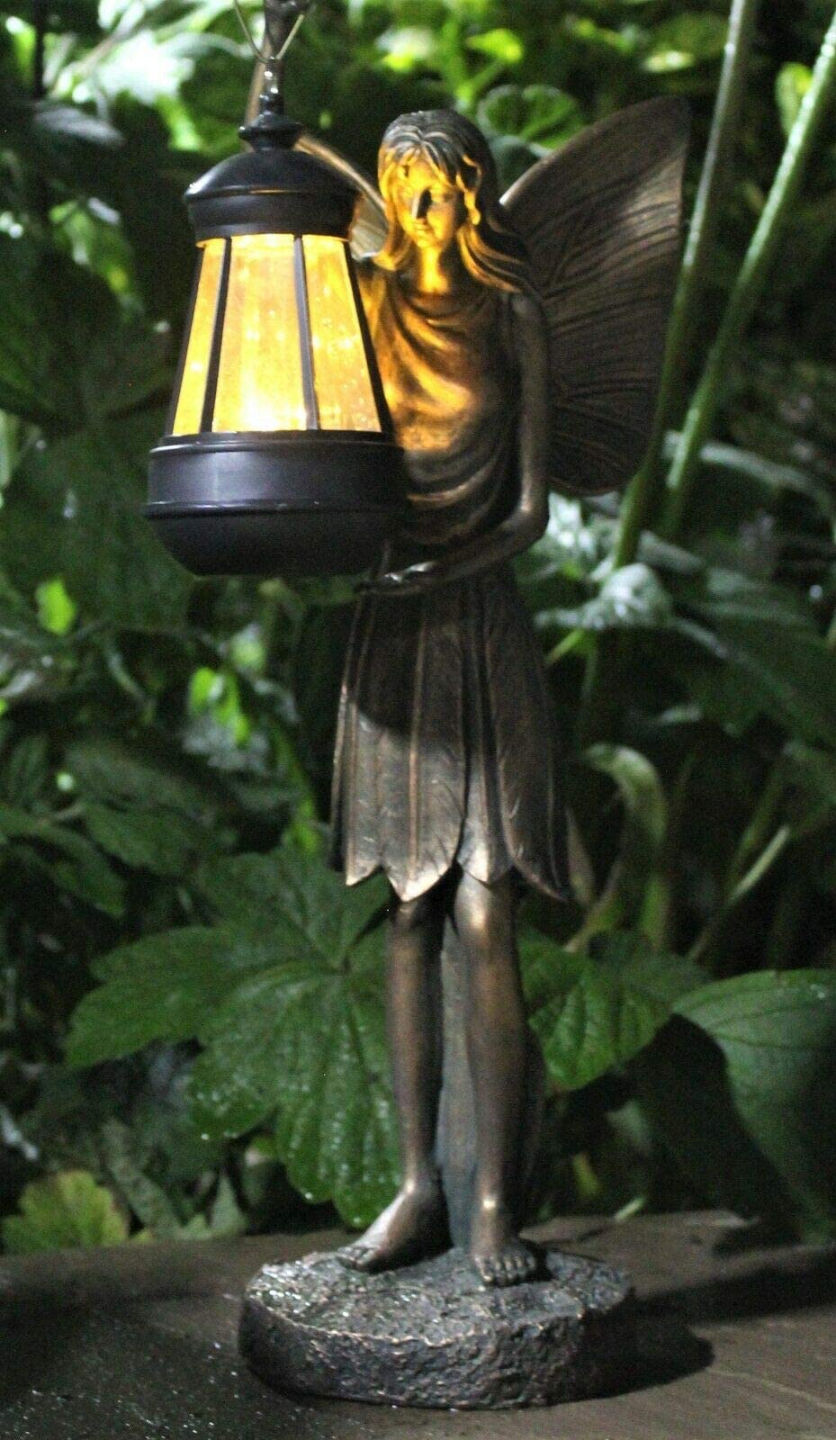Solar Powered Garden Fairy Ornament Lantern Outdoor Light Up LED Home Decorative Décor Figurine Accessories for Pathway Lawn Yard patio Grass Balcony