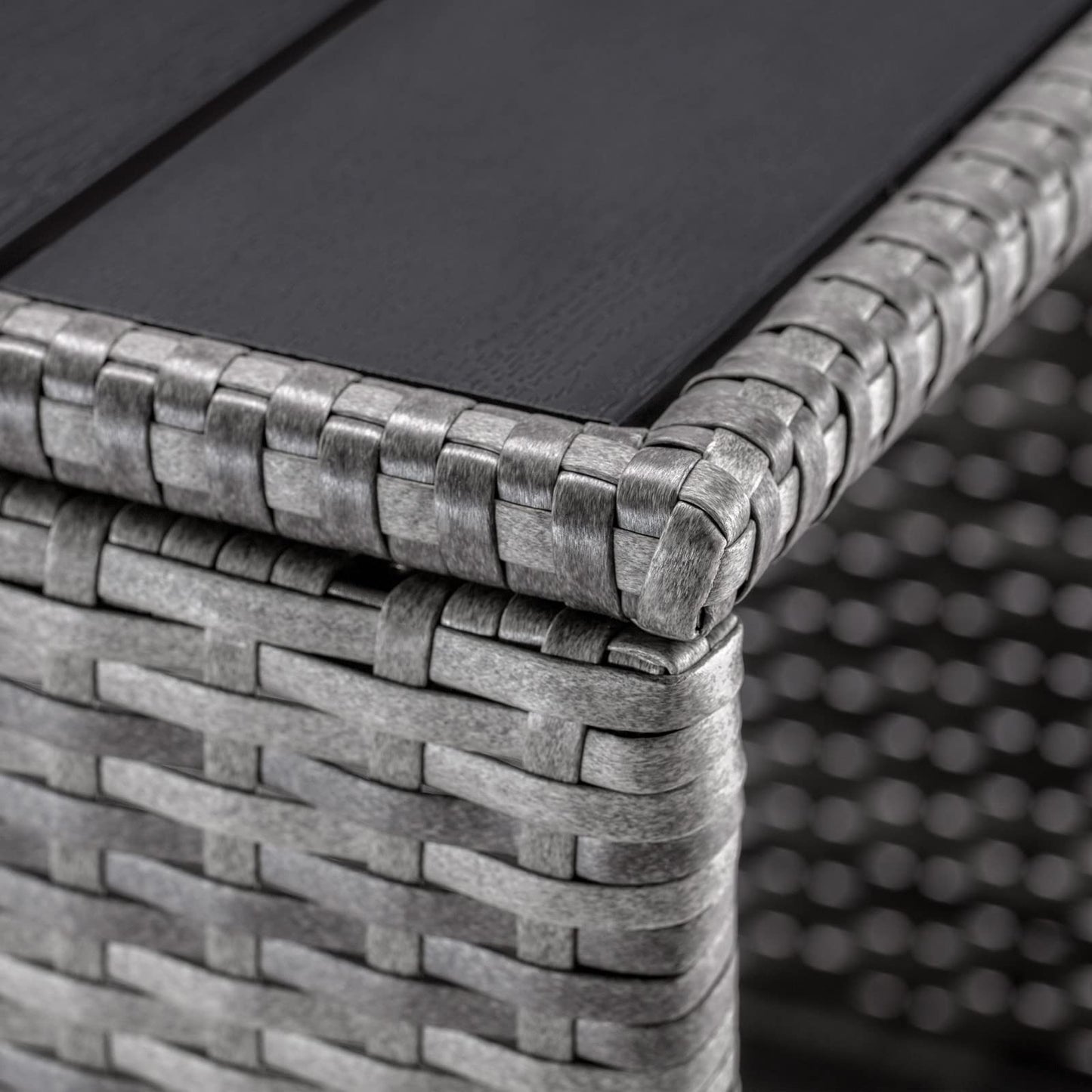 CASARIA® Polyrattan Garden Side Table WPC Table Top | 45x45x40cm 80kg Load Capacity | Weatherproof Outdoor Patio Deck Balcony Furniture Coffee Table | Adjustable Levelling Feet | Grey