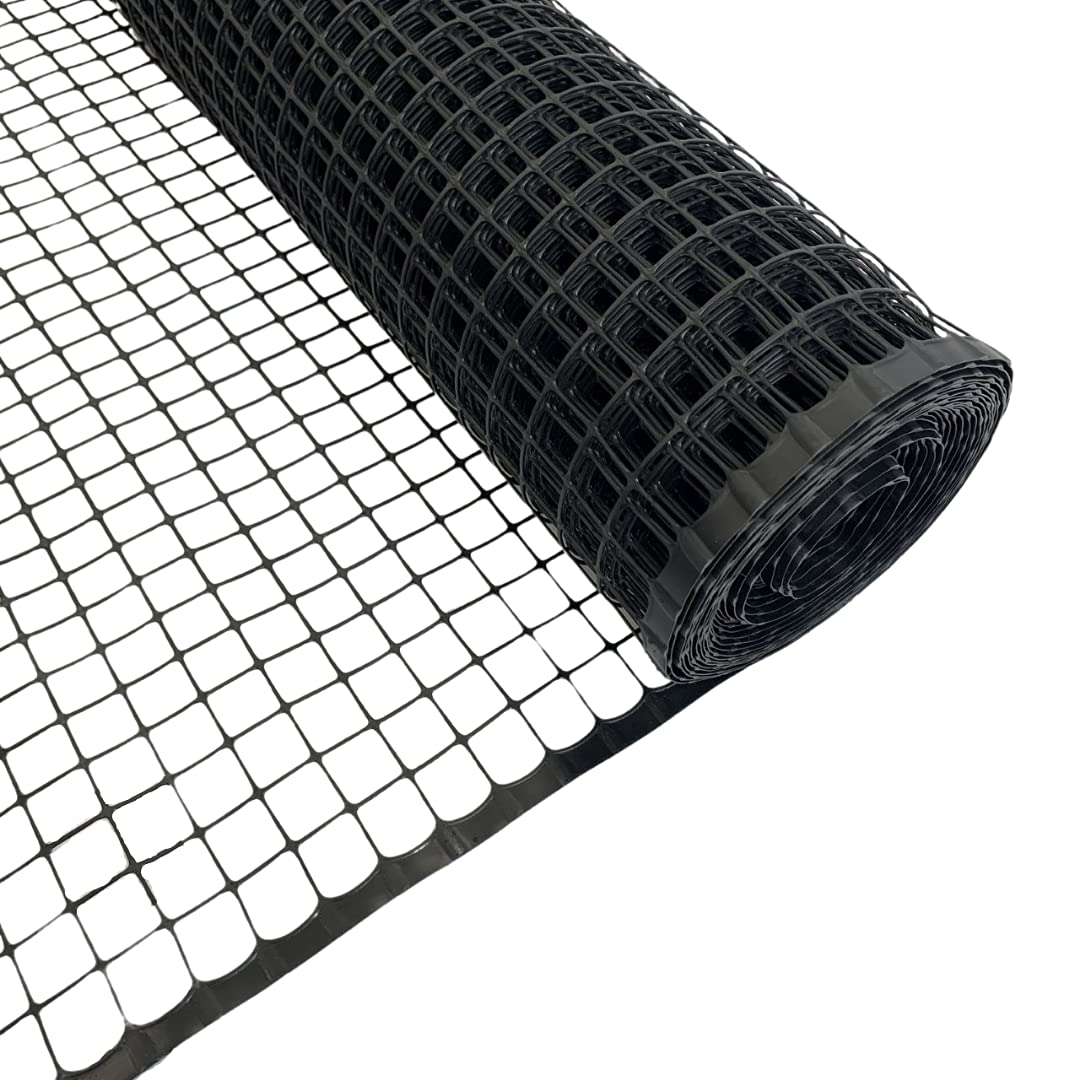 Plastic Mesh Fencing | 1m x 10m | 20mm Holes | Black | Plastic Garden Fencing Mesh, Netting For Garden Fences, Plant Support, Tree Guards, Reusable Plastic Mesh For Climbing Plants, Vegetables, Pets