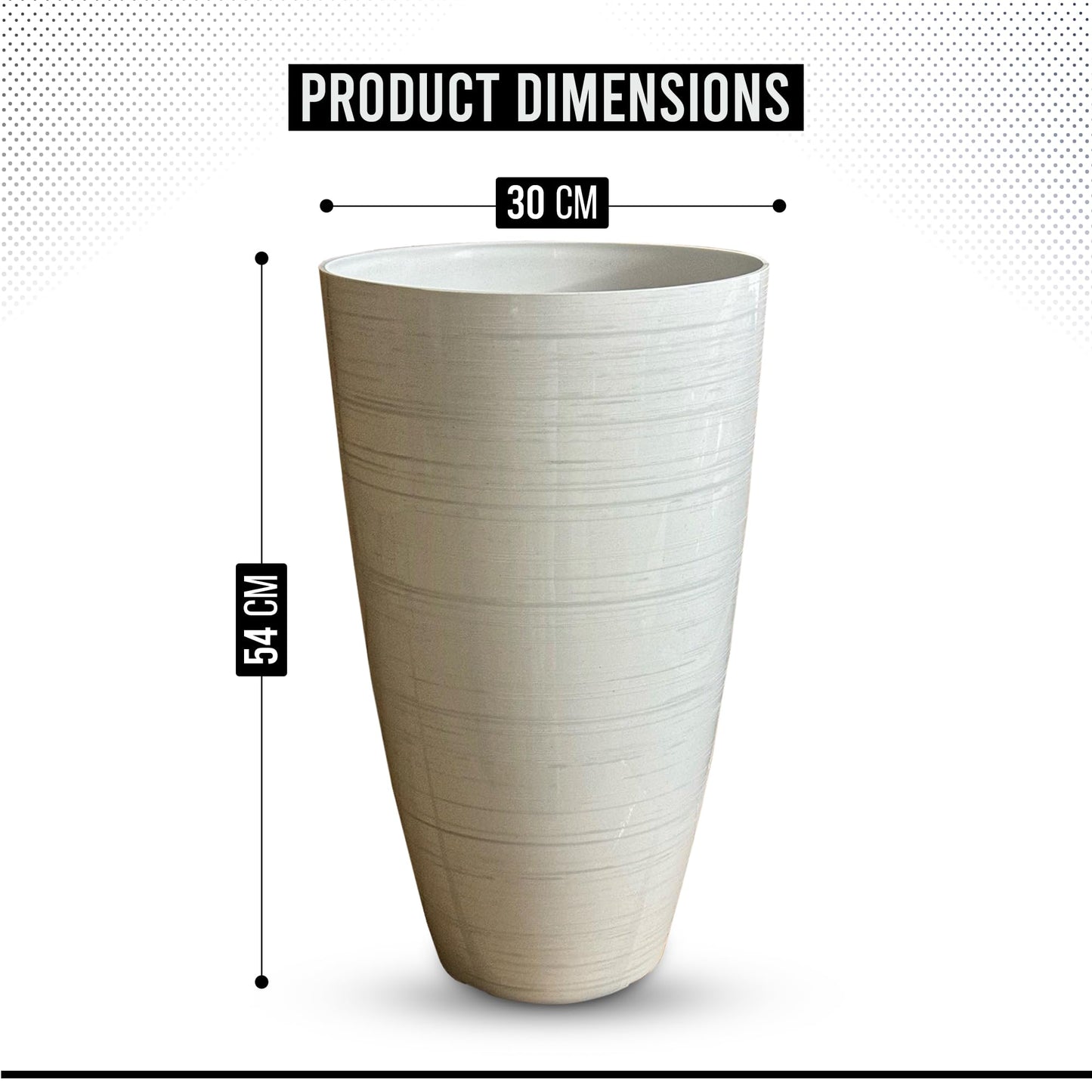 SG Traders Stylish Tall Plastic Plant Pot Garden Patio Planters Elegant Gardening Planter Accessory for Flowers Herbs Trees Plants Patio Suitable for both Indoor and Outdoor Use H 54cm x W 30cm