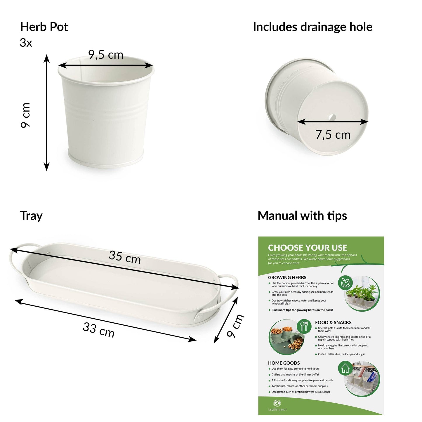 Herb Planter Indoor | Grow Fresh Herbs At Home | Herb Pots for Kitchen & Windowsill | Kitchen Herb Garden | Indoor Herb Planter | Includes Drain Hole | Garden Pots for Basil, Mint, Parsley and More