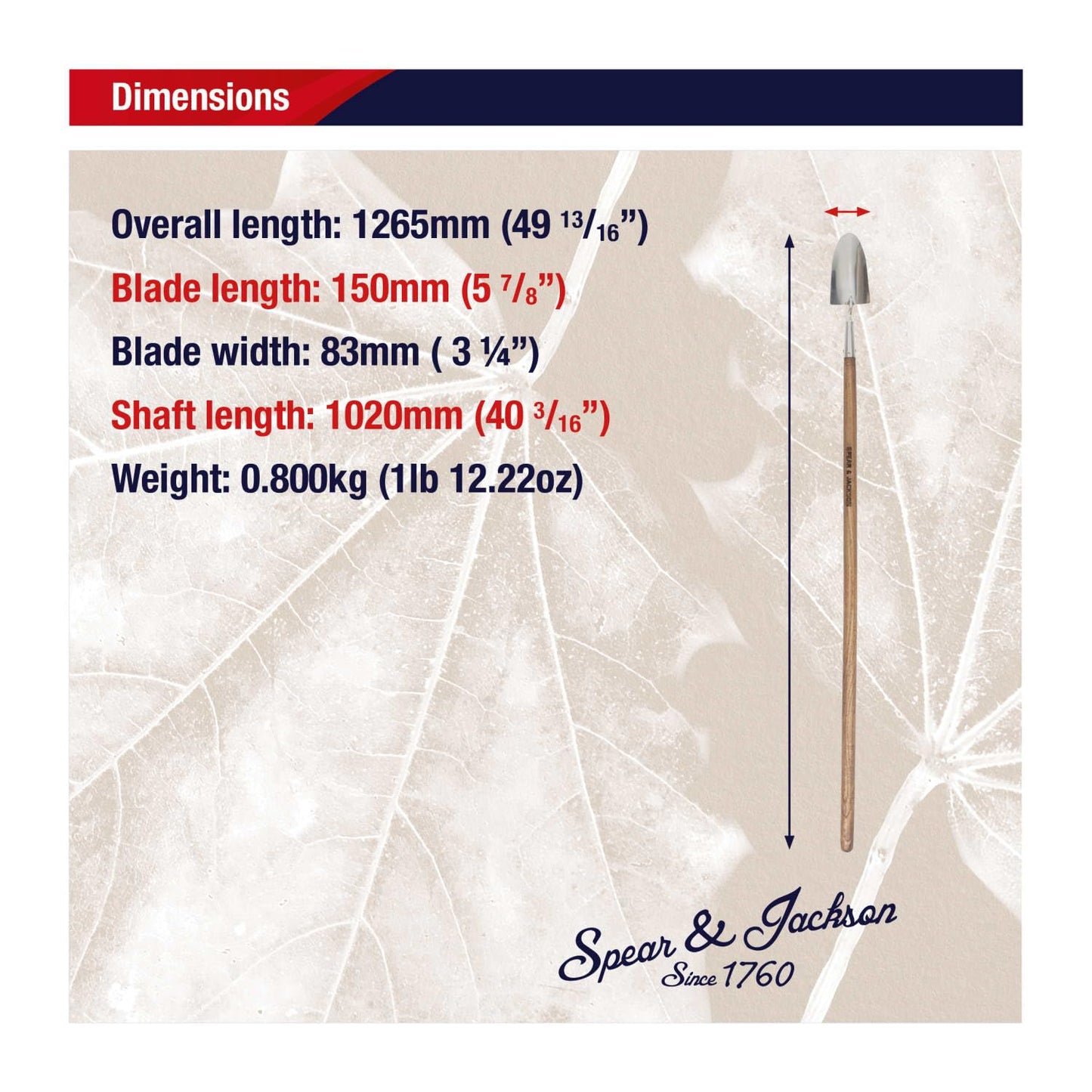 Spear & Jackson 5310TR Traditional Stainless Steeel 42" Long Handled Trowel