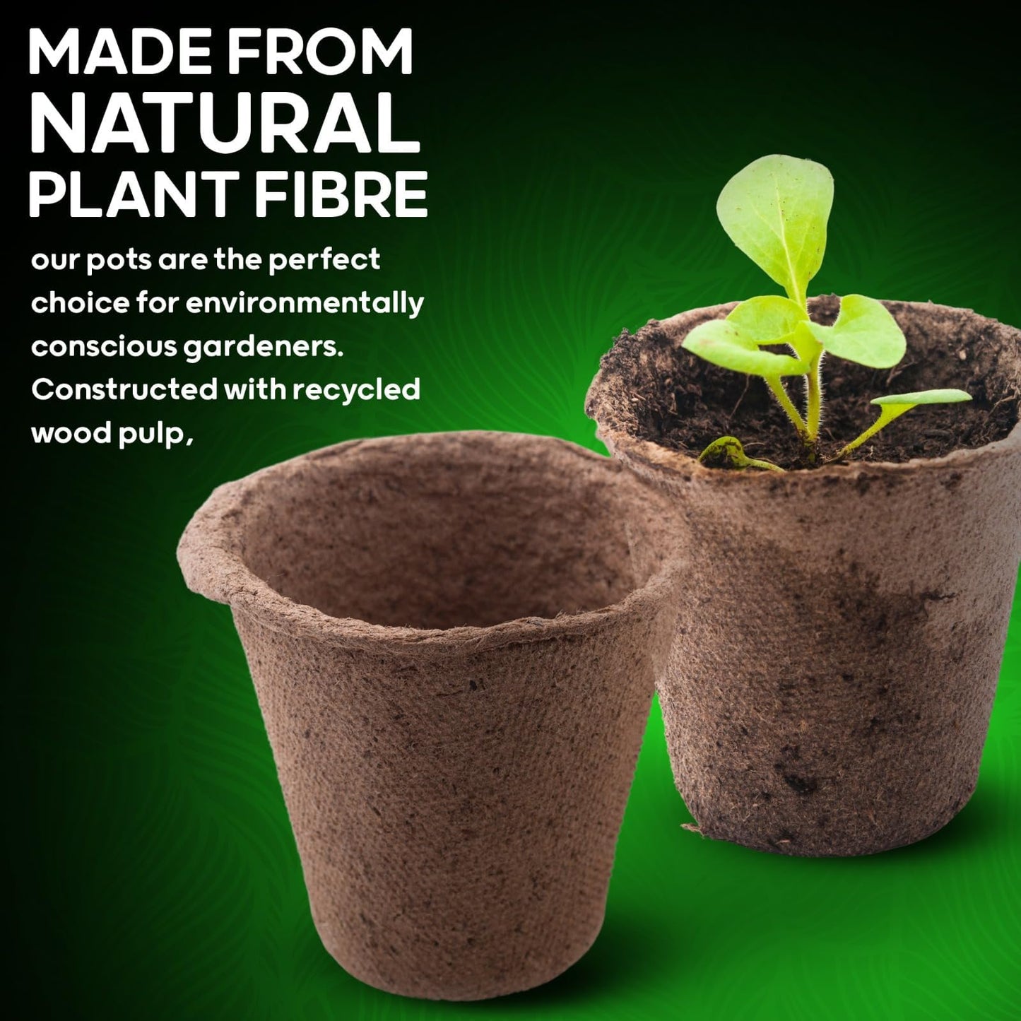 ZYBUX 96 piece Round Fibre Pots for Garden - 6 cm Wide Biodegradable Small Plant Pots for Seedling - Cultivation Gardening Seeding Cups Containers - Nursery Pots